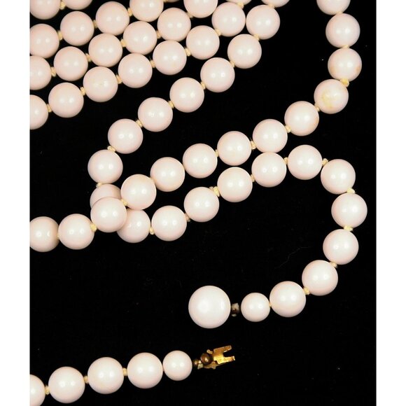 Vintage Milk Glass Bead Necklace – 60" Hand-Knotted Strand, Made in Japan - Picture 6 of 6